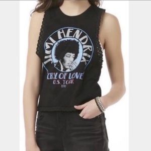 Jimi Hendrix Medium Rock and Roll Musician Ruffle Black Cry Of Love Tour/Tank